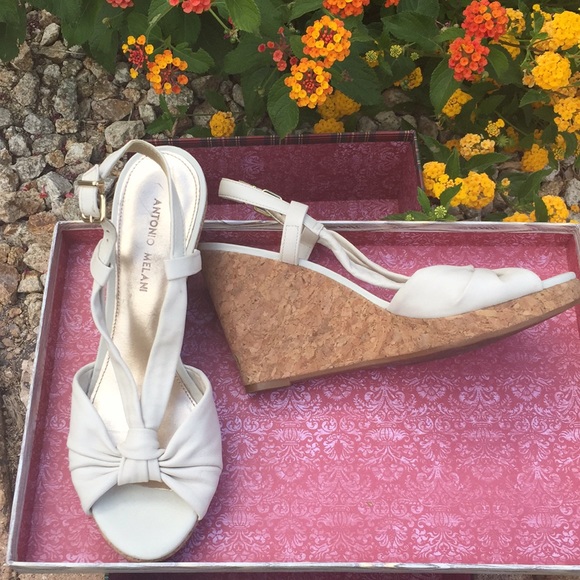 ANTONIO MELANI LEATHER WEDGE HEELS SZ 10 - Picture 1 of 6